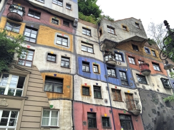 Hundertwasserhaus: an expressionist apartment building designed by the artist Friedensreich Hundertwasser
